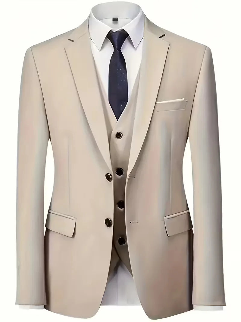 Slim Fit Three-Piece Suit Set for Men
