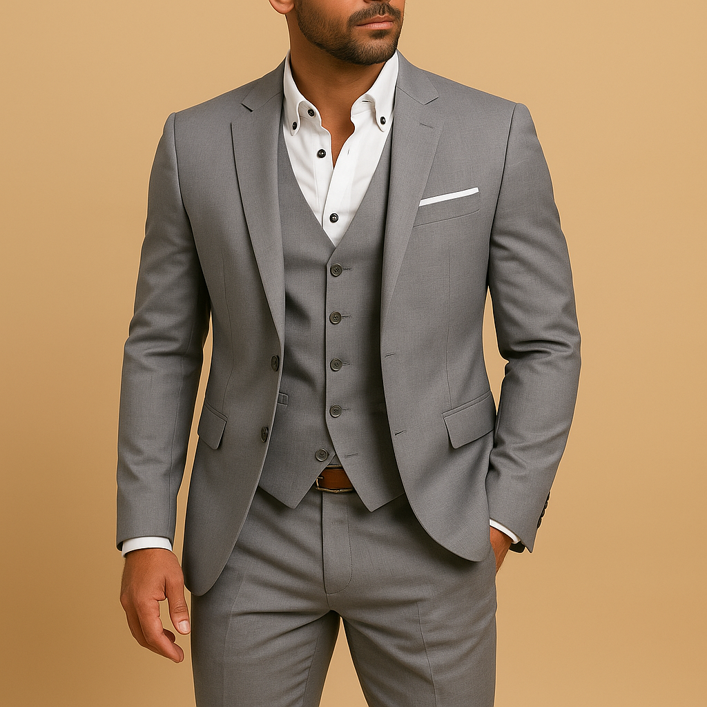 Slim Fit Three-Piece Suit for Men