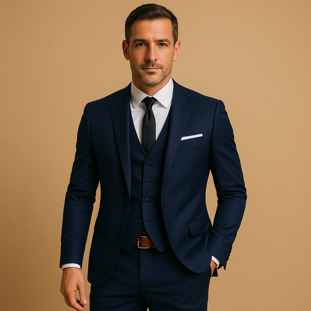 Slim Fit Three-Piece Suit for Men