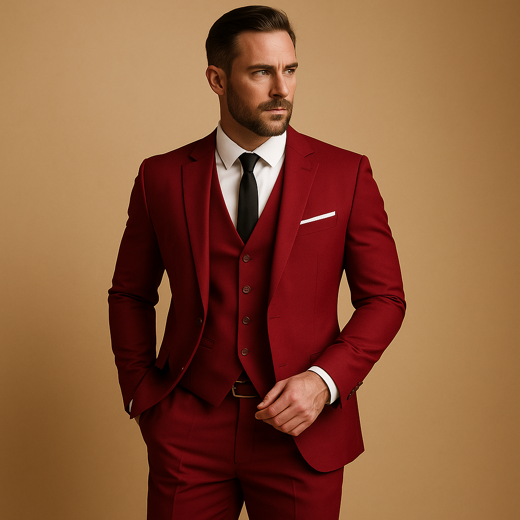 Slim Fit Three-Piece Suit for Men