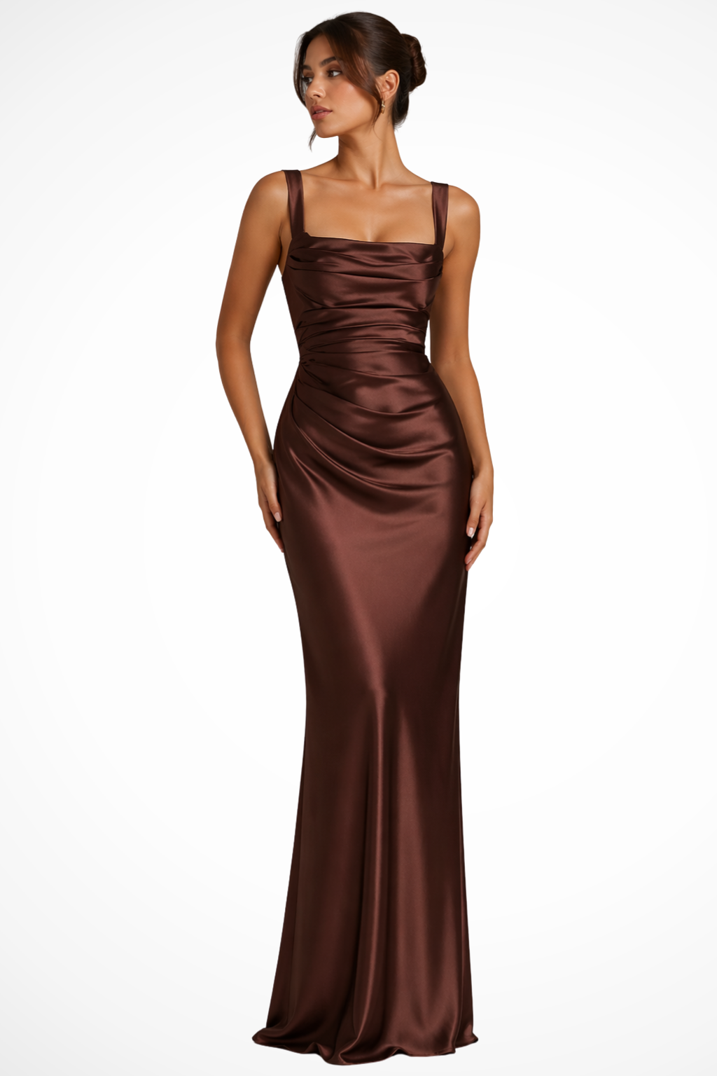Square Neck Maxi Evening Dress for Women