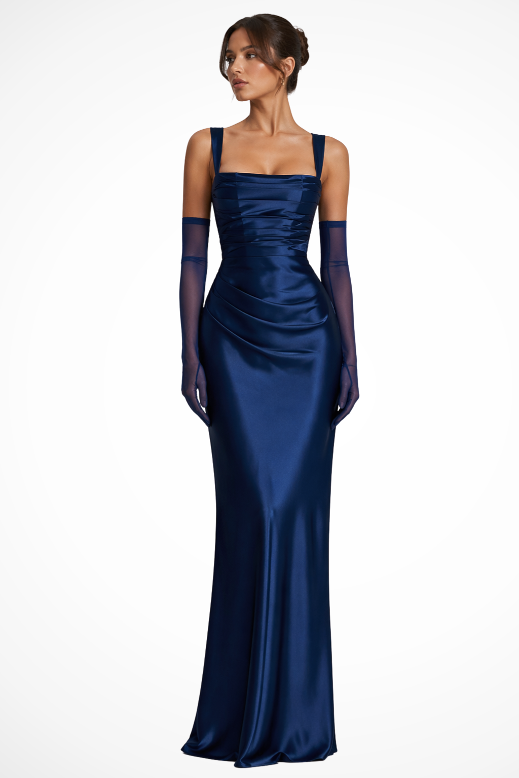 Square Neck Maxi Evening Dress for Women