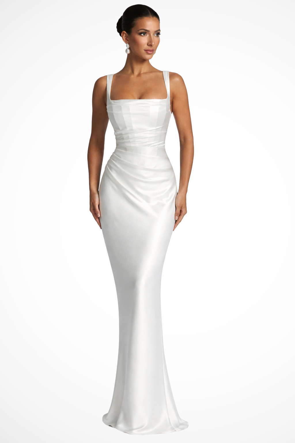 Square Neck Maxi Evening Dress for Women