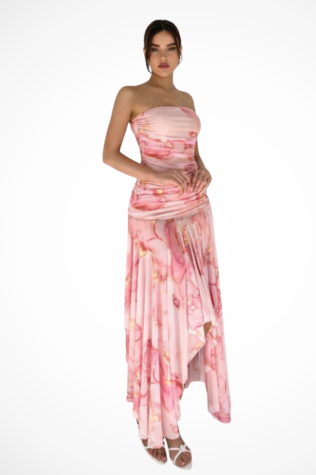 Strapless Floral Wedding Guest Maxi Dress for Women