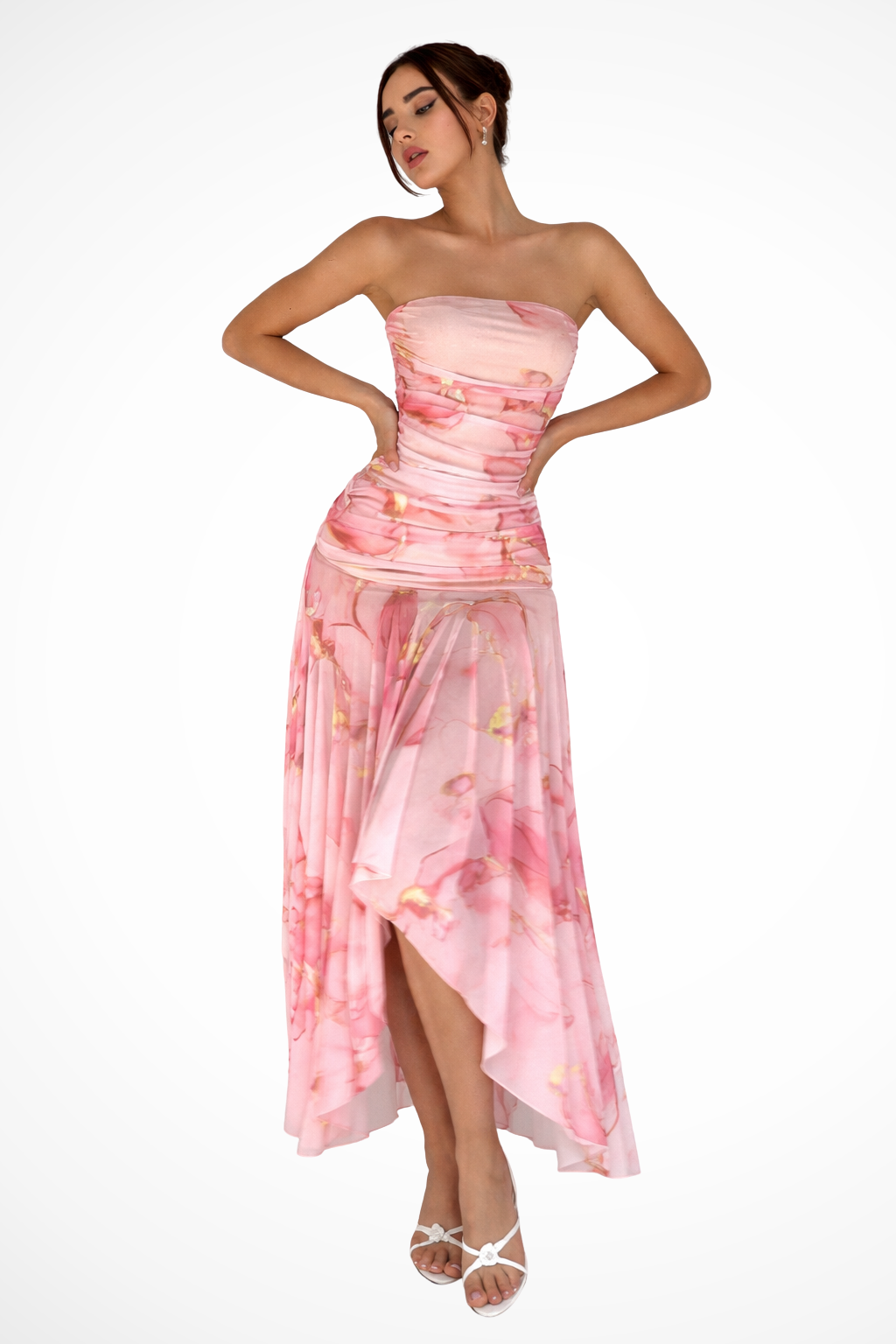 Strapless Floral Wedding Guest Maxi Dress for Women