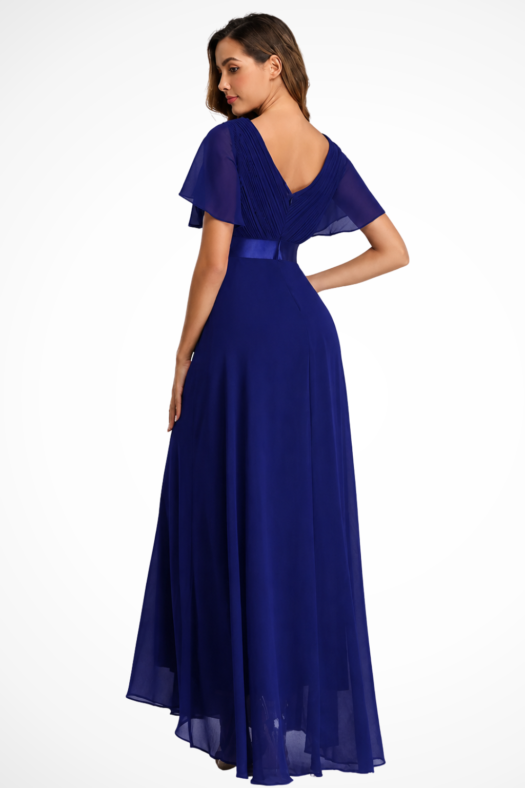 V-Neck Flutter Sleeve Wedding Guest Maxi Dress for Women