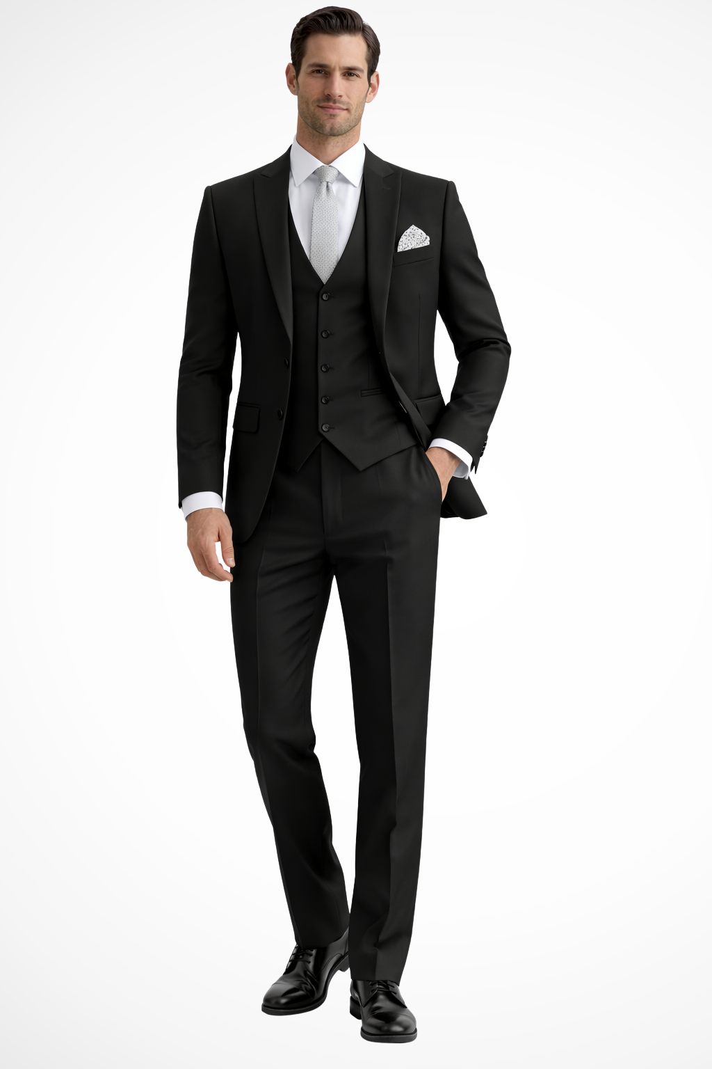 Slim Fit Peak Lapel Three Piece Suit for Men