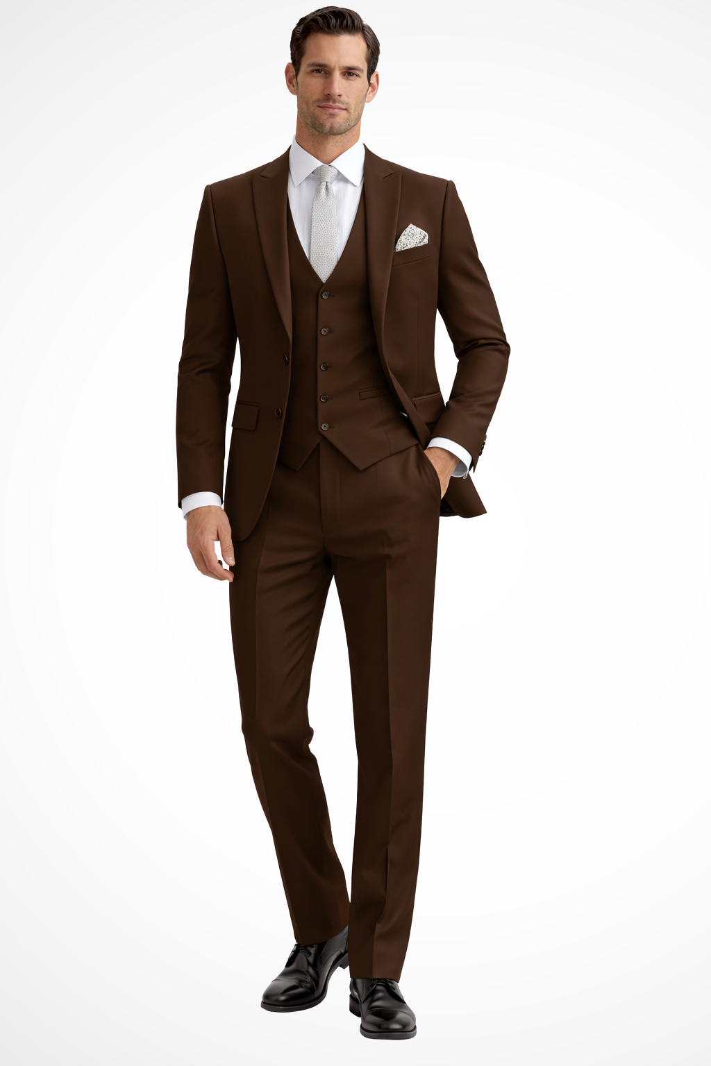 Slim Fit Peak Lapel Three Piece Suit for Men