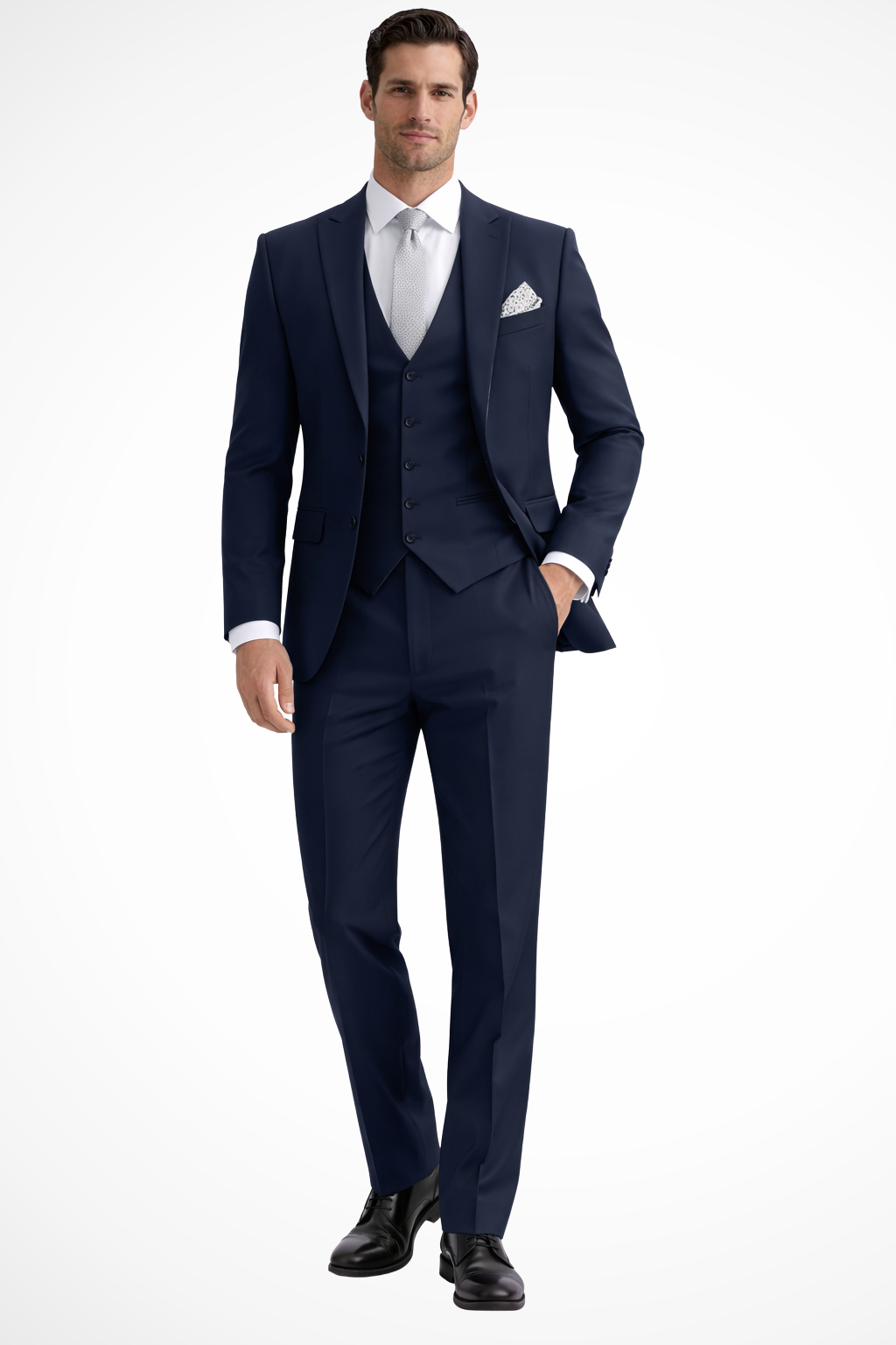 Slim Fit Peak Lapel Three Piece Suit for Men