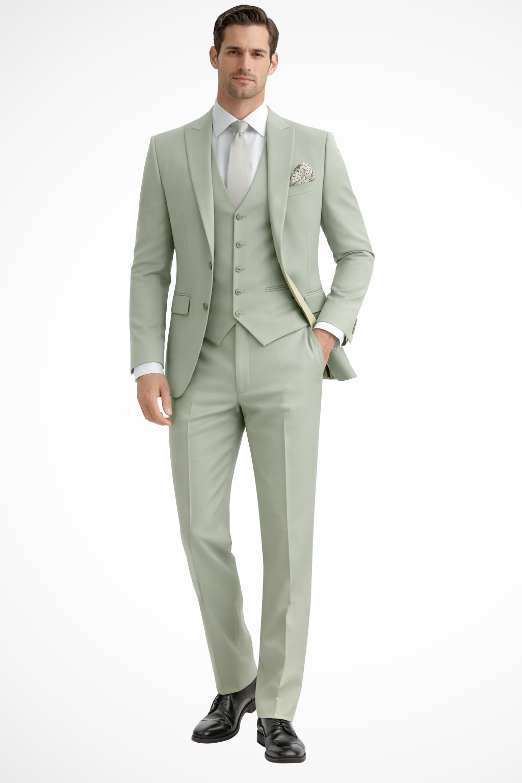 Slim Fit Peak Lapel Three Piece Suit for Men