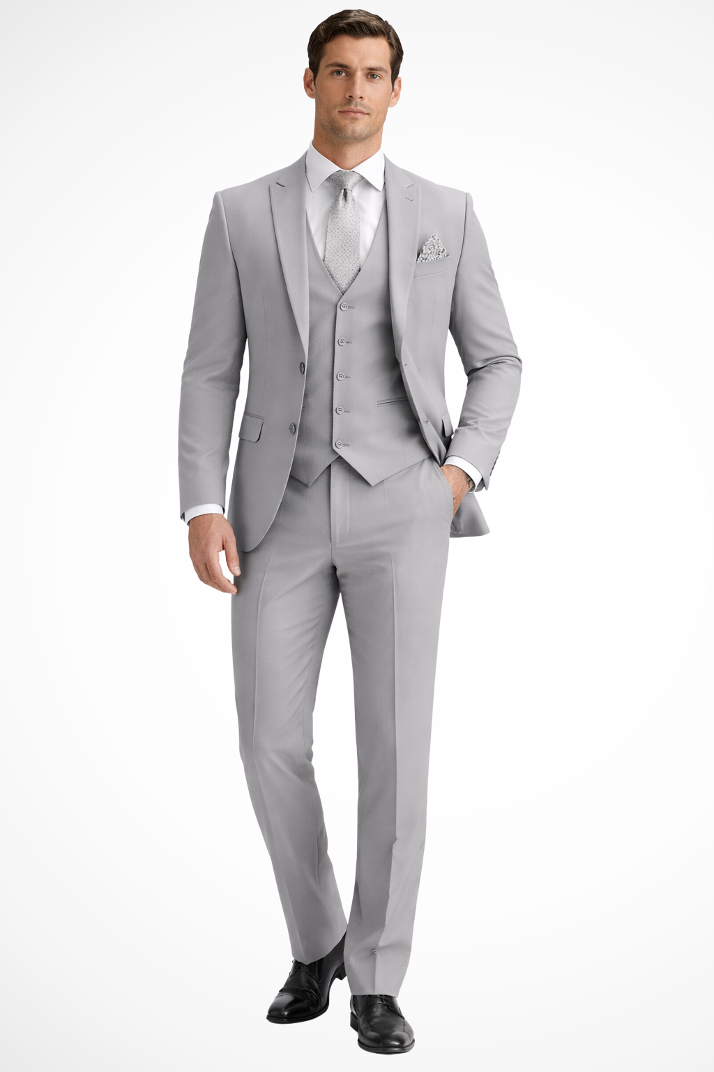 Slim Fit Peak Lapel Three Piece Suit for Men