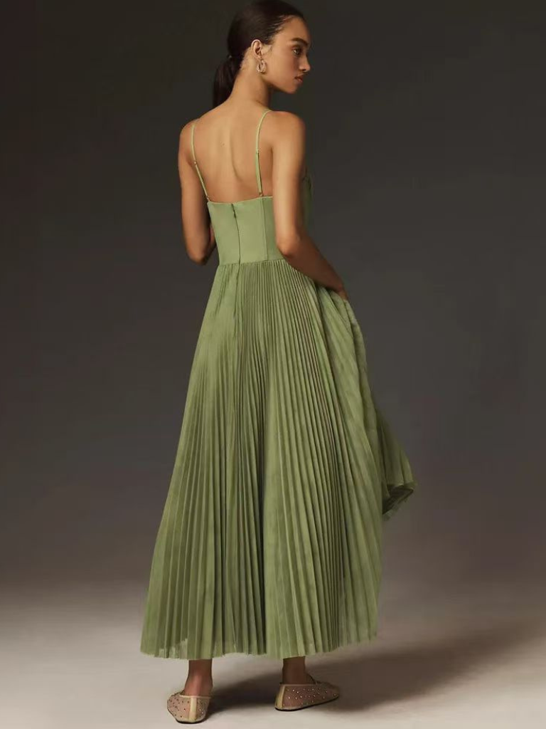Pleated Maxi Dress Wedding Guest for Women