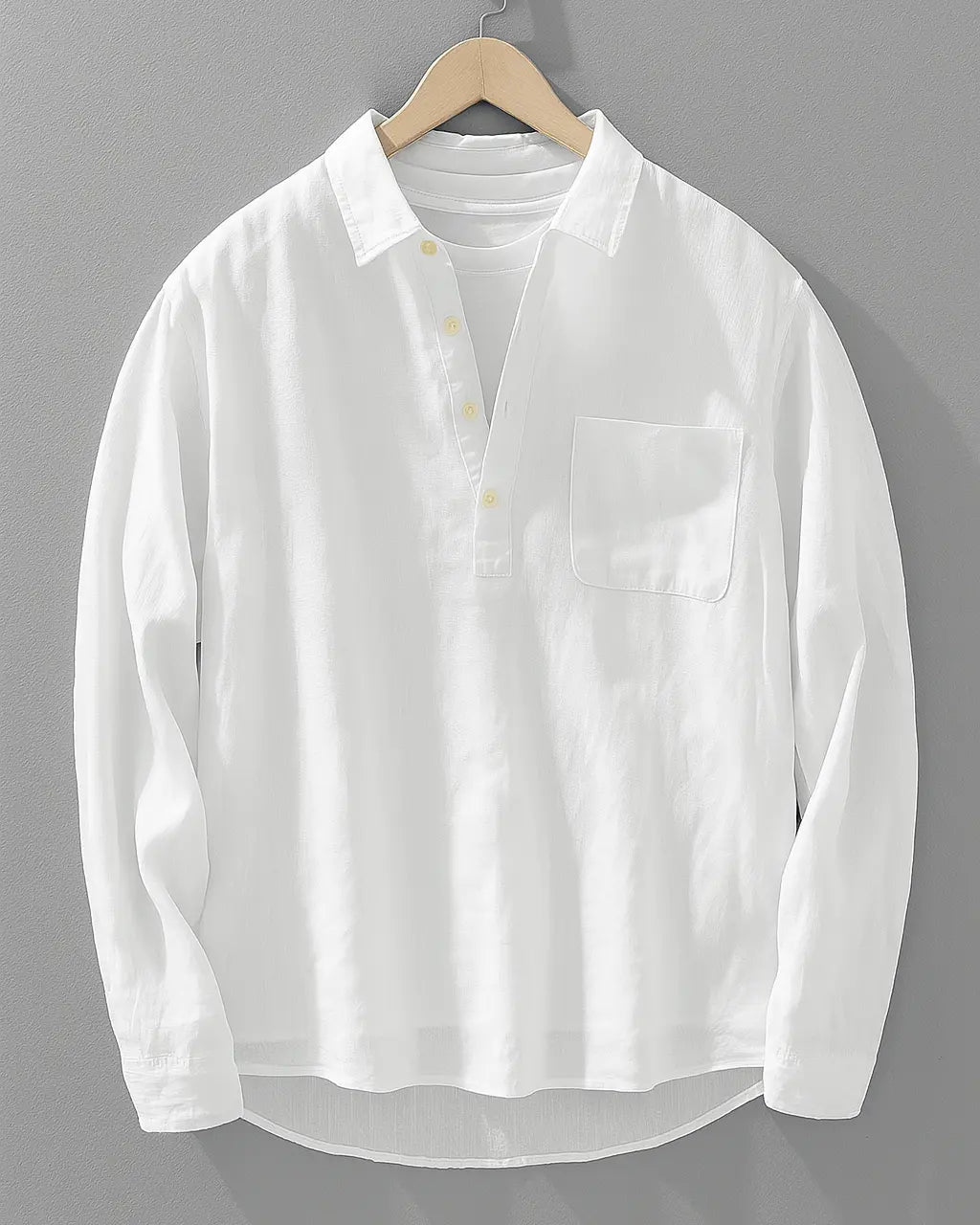 Cotton-Linen Popover Shirt for Men