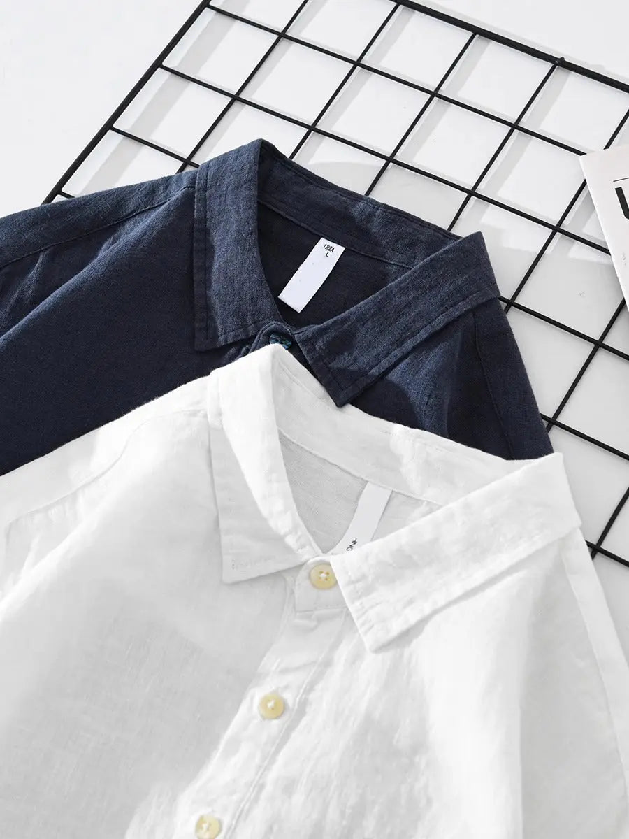 Cotton-Linen Popover Shirt for Men