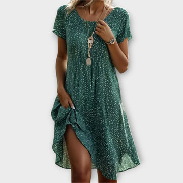 Midi Spotted Short Sleeve Dress for Women