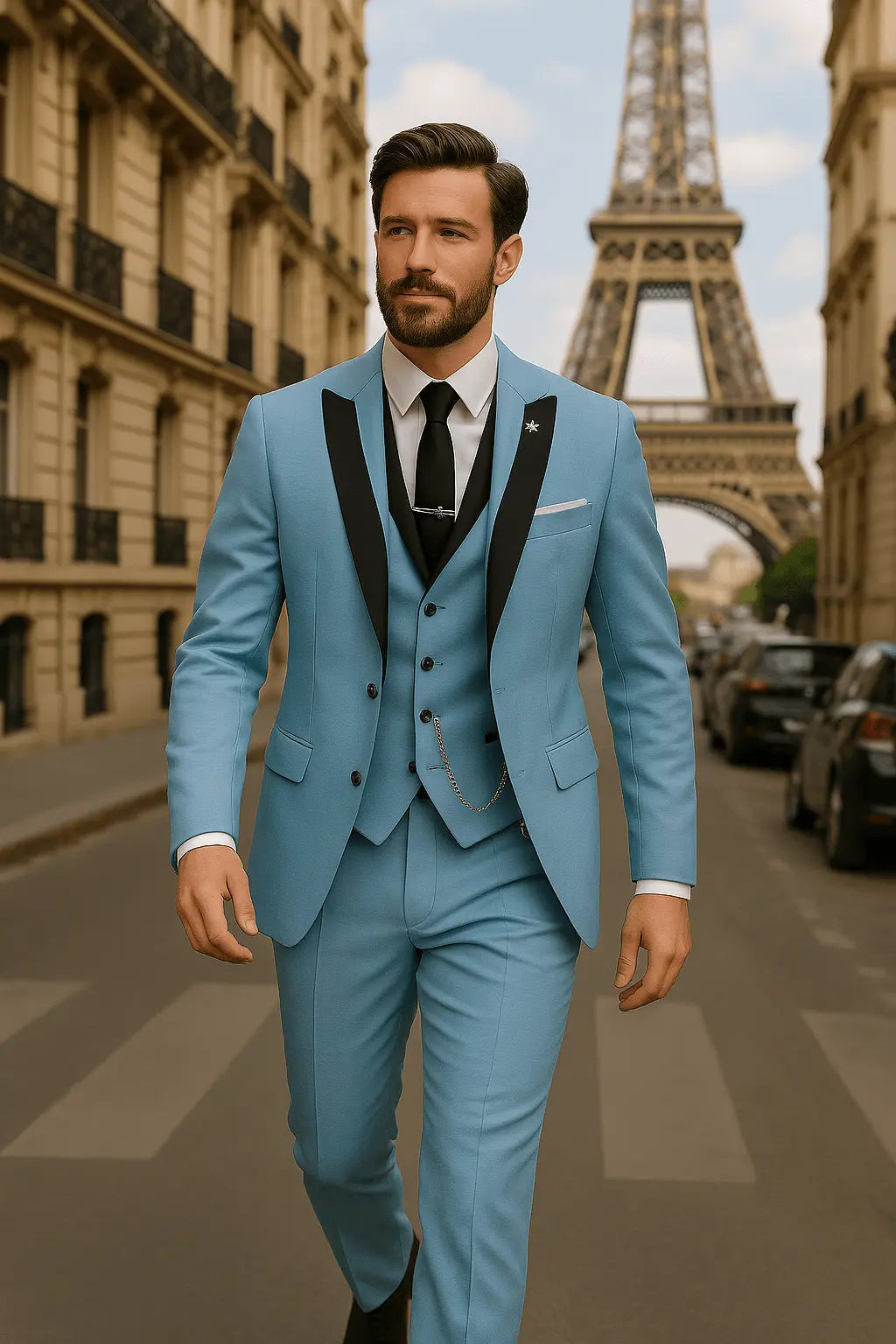 Slim Fit Three-Piece Suit with Waistcoat for Men