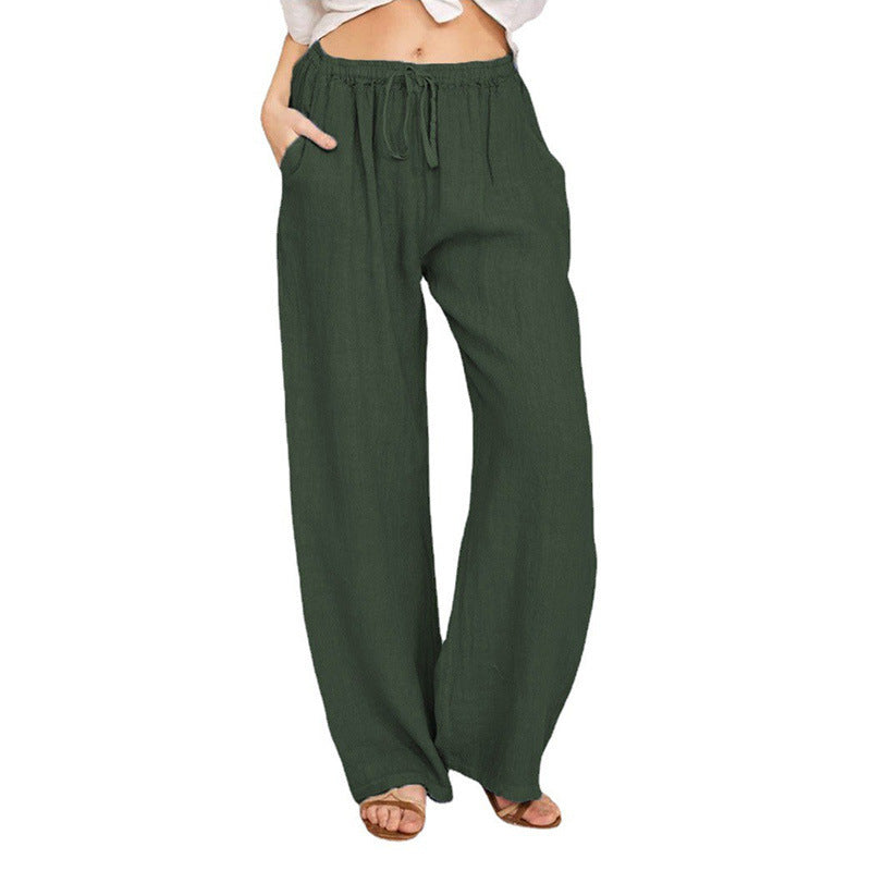 Wide Leg Linen Trousers for Women