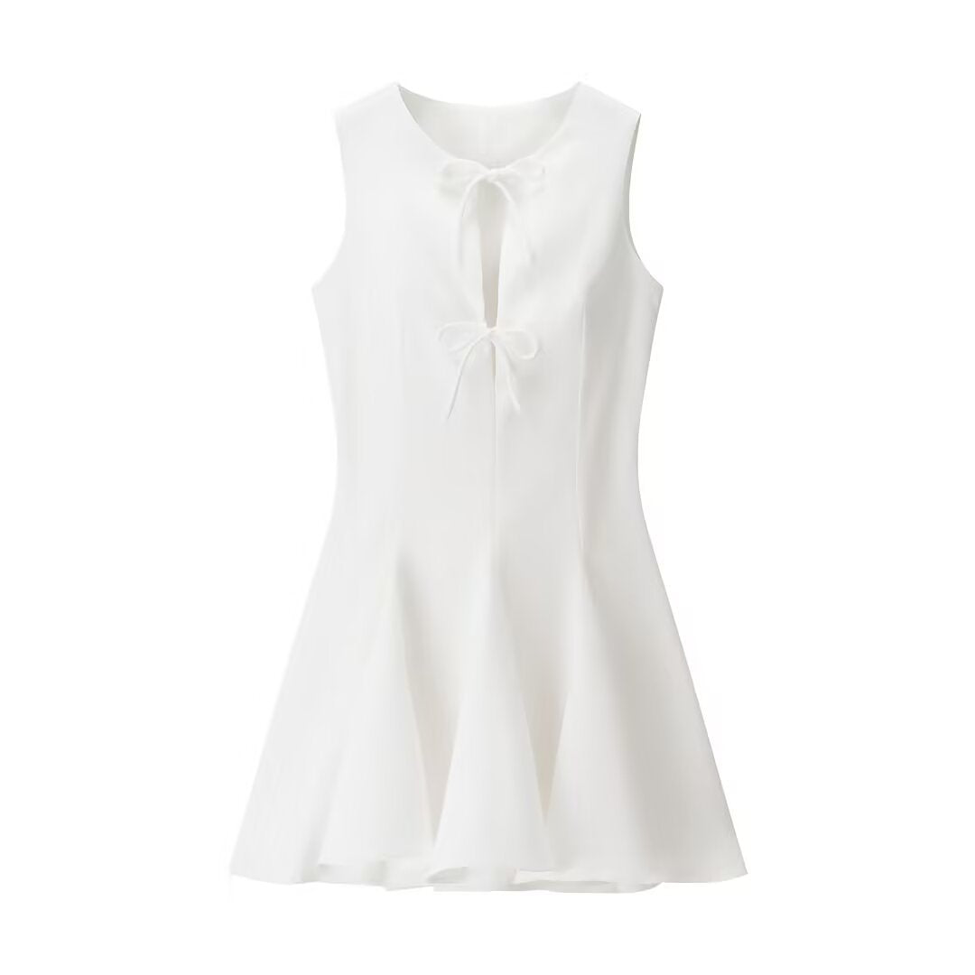 Sleeveless Flared Lace Up Mini Dress for Women