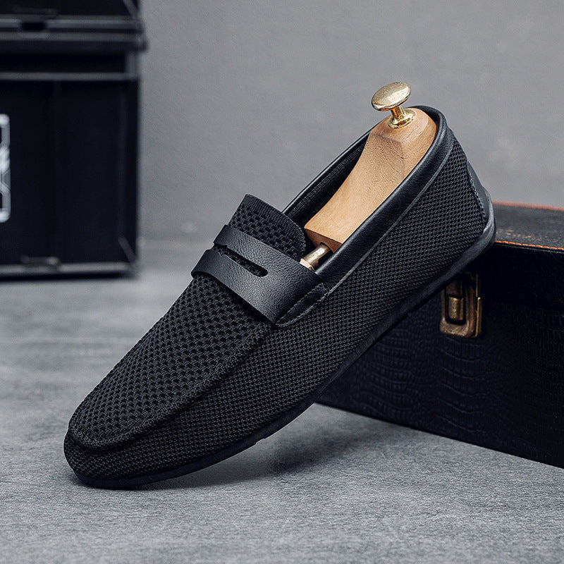 Mesh Loafers with Leather Strap for Men