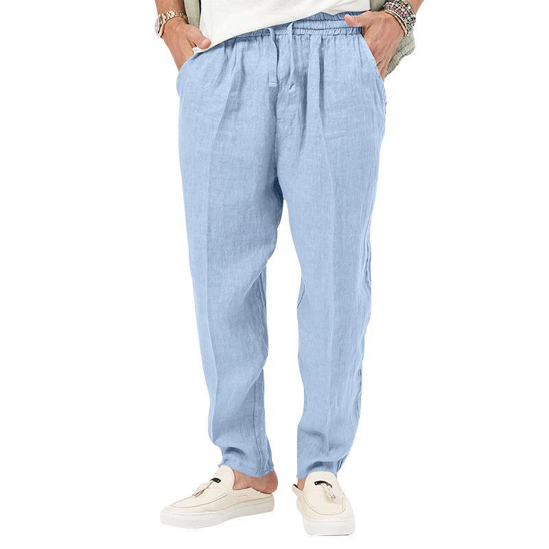 Straight Leg Linen Trousers for Men