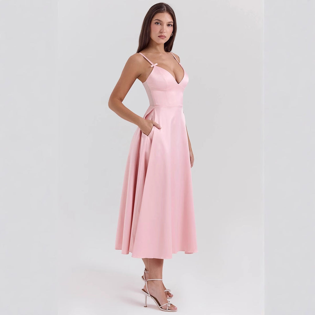 V-Neck Wedding Guest Maxi Dress for Women