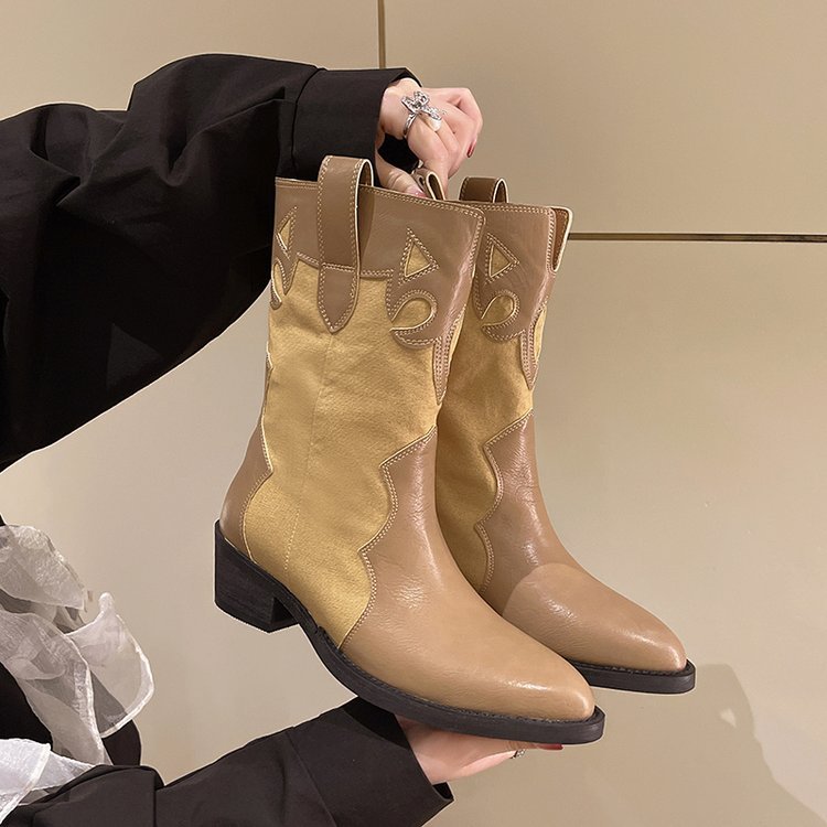 Embroidered Ankle Cowboy Boots for Women