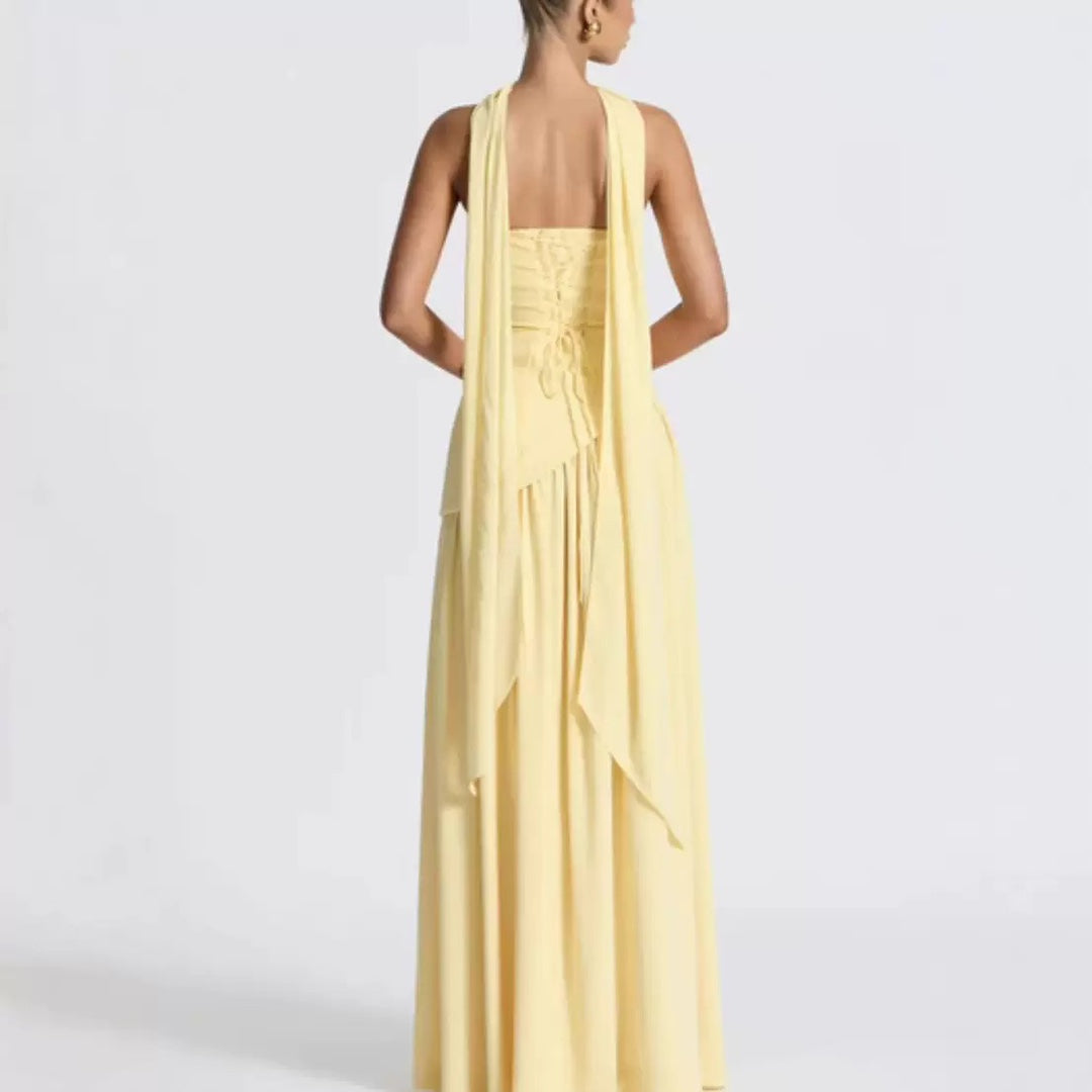 Strapless Wedding Guest Maxi Dress with Slit for Women