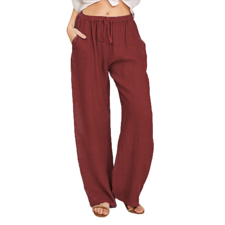 Wide Leg Linen Trousers for Women