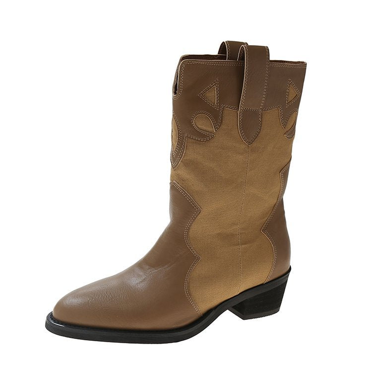 Embroidered Ankle Cowboy Boots for Women
