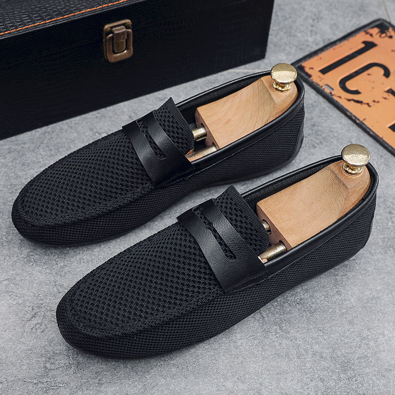 Mesh Loafers with Leather Strap for Men