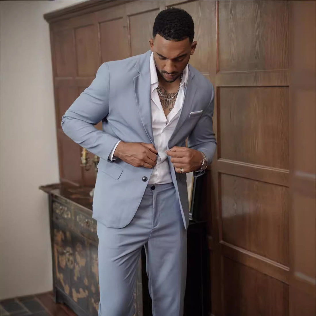 Double-Breasted Suit Set for Men