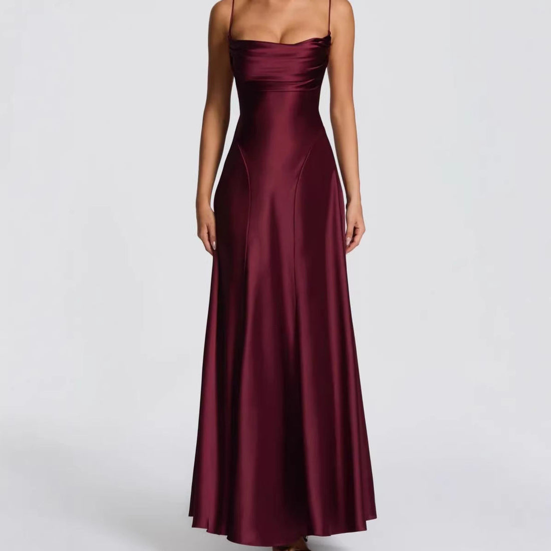Satin Sweetheart Neckline Wedding Guest Maxi Dress for Women
