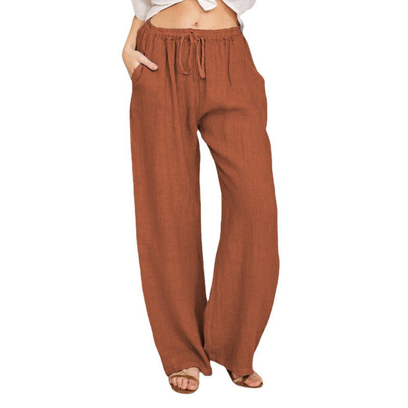 Wide Leg Linen Trousers for Women