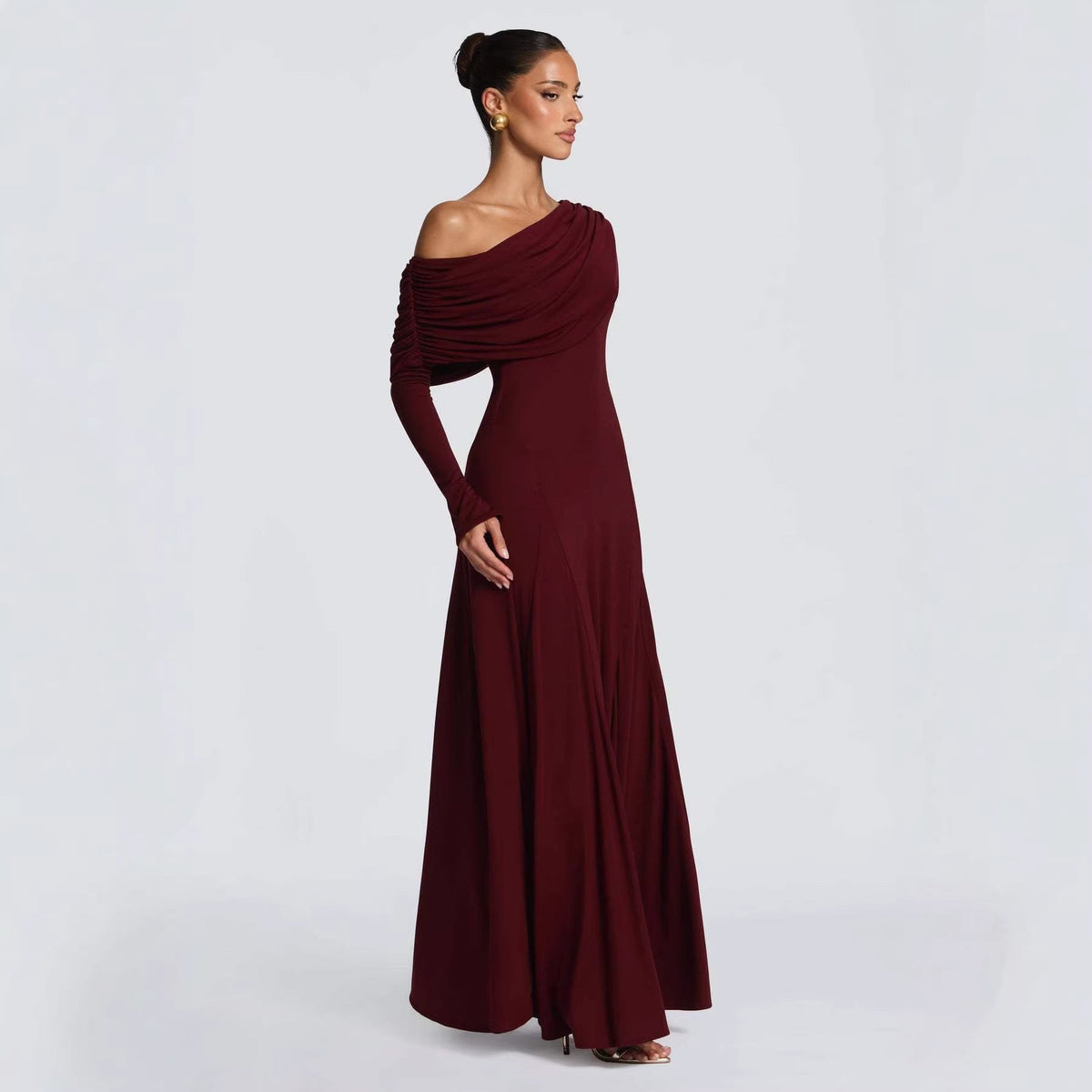 Off-Shoulder Wedding Guest Maxi Dress for Women