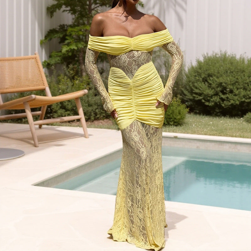 Off-Shoulder Wedding Guest Maxi Dress for Women