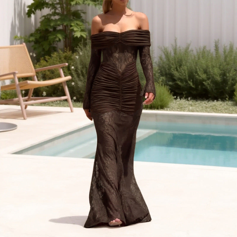 Off-Shoulder Wedding Guest Maxi Dress for Women