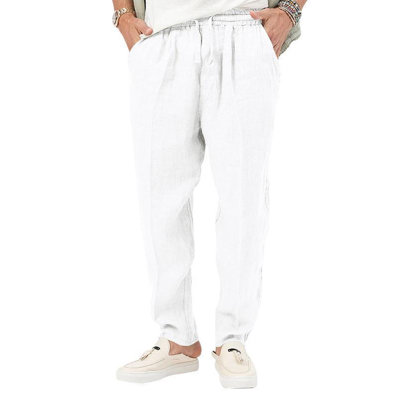 Straight Leg Linen Trousers for Men