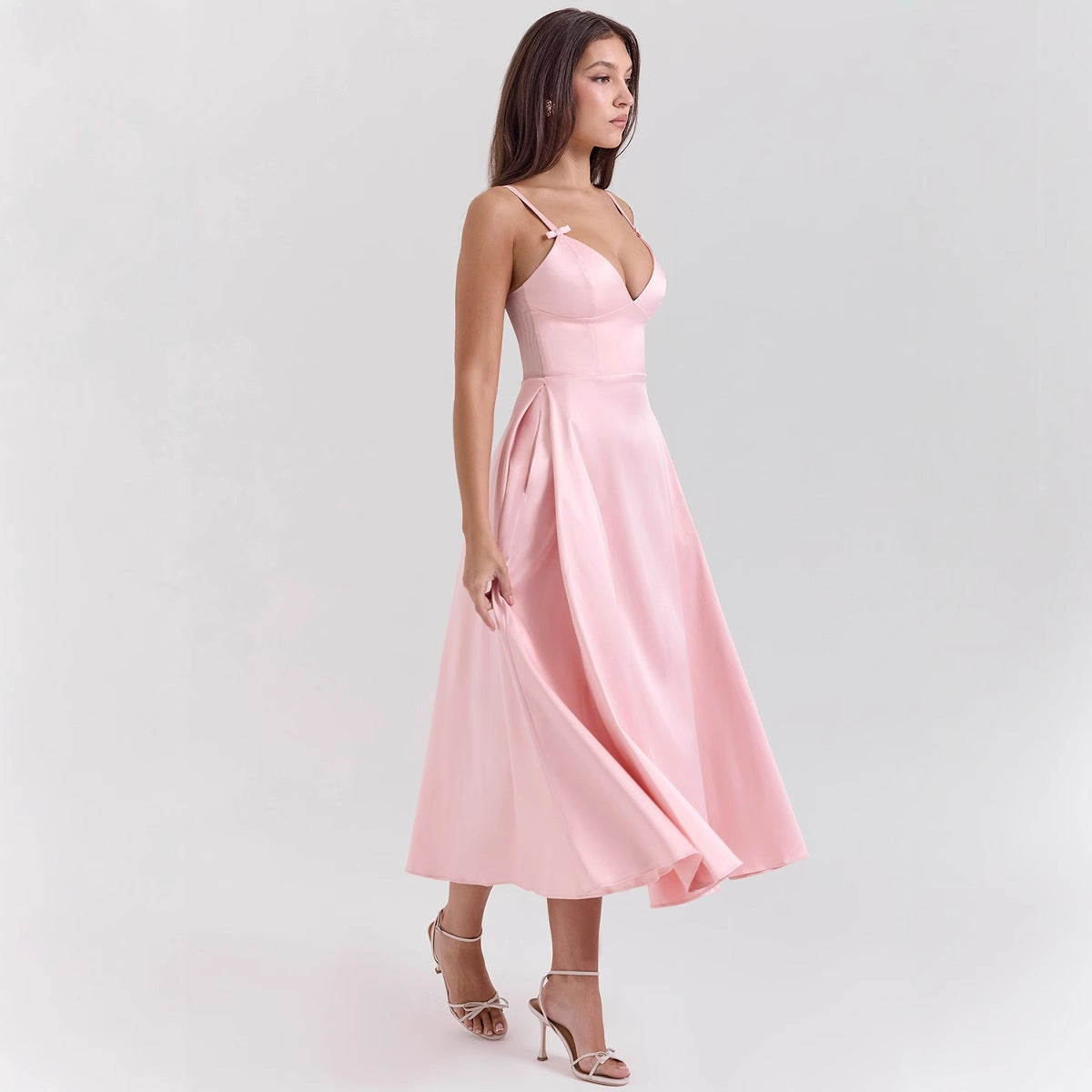 V-Neck Wedding Guest Maxi Dress for Women