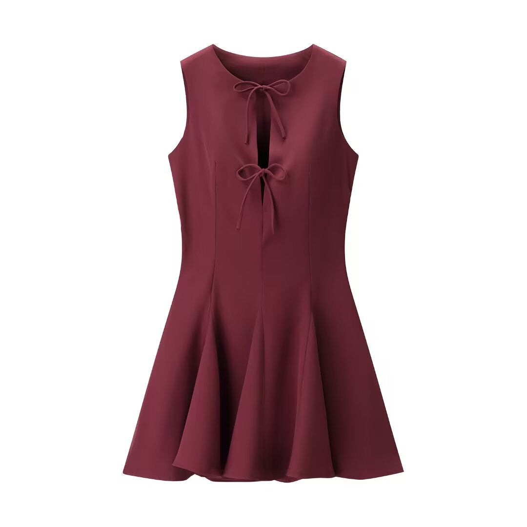Sleeveless Flared Lace Up Mini Dress for Women