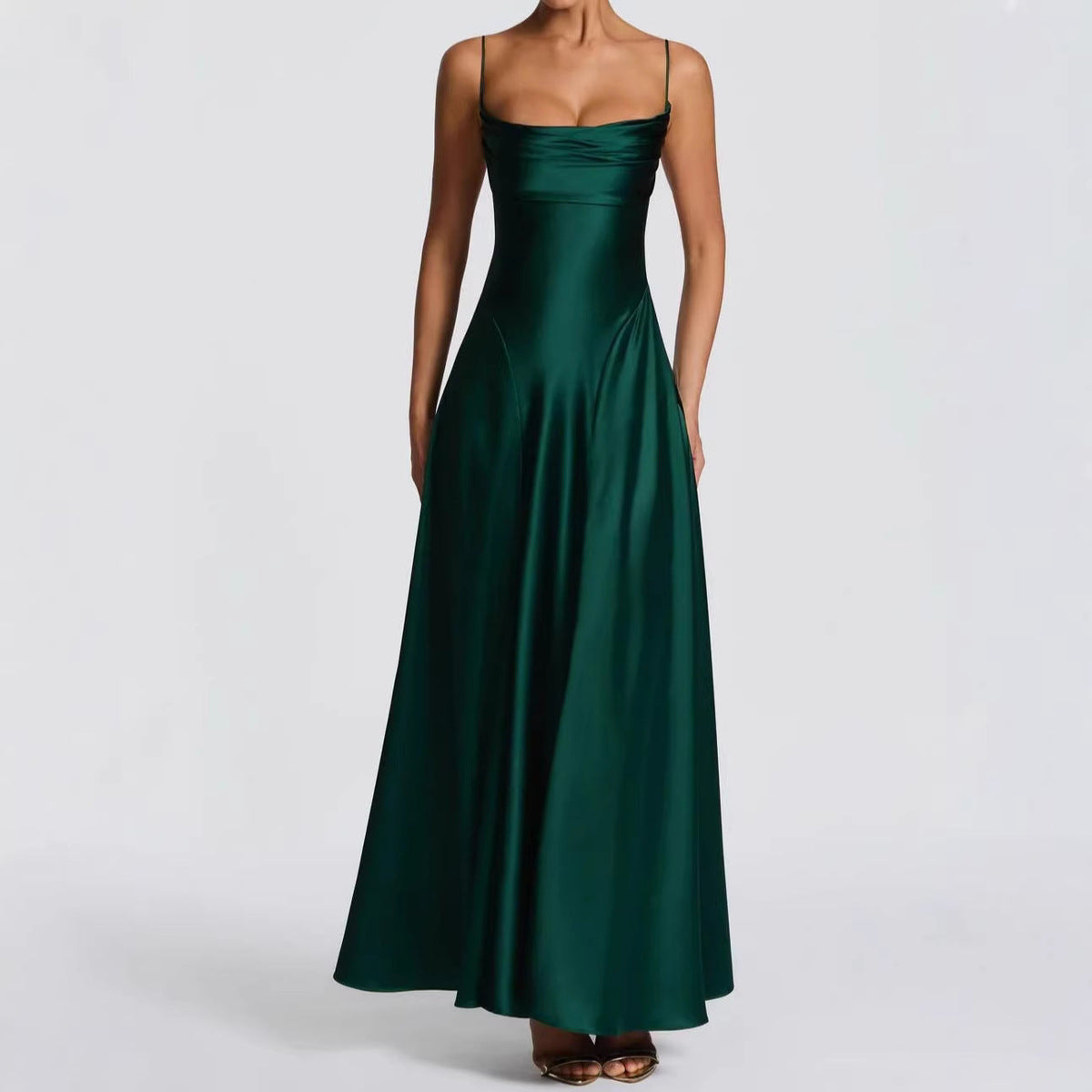 Satin Sweetheart Neckline Wedding Guest Maxi Dress for Women