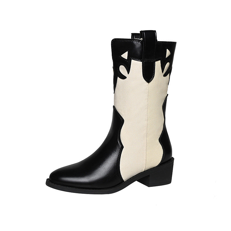 Embroidered Ankle Cowboy Boots for Women