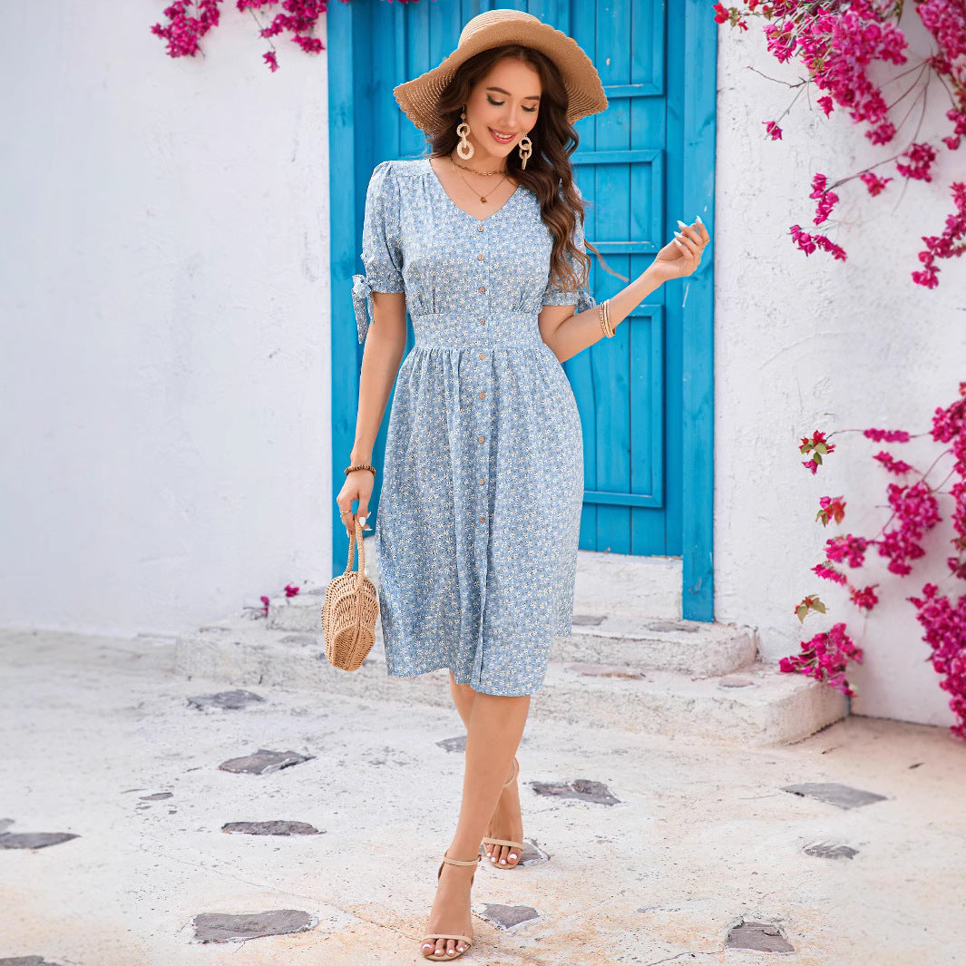 Button-Down Wedding Guest Midi Dress for Women