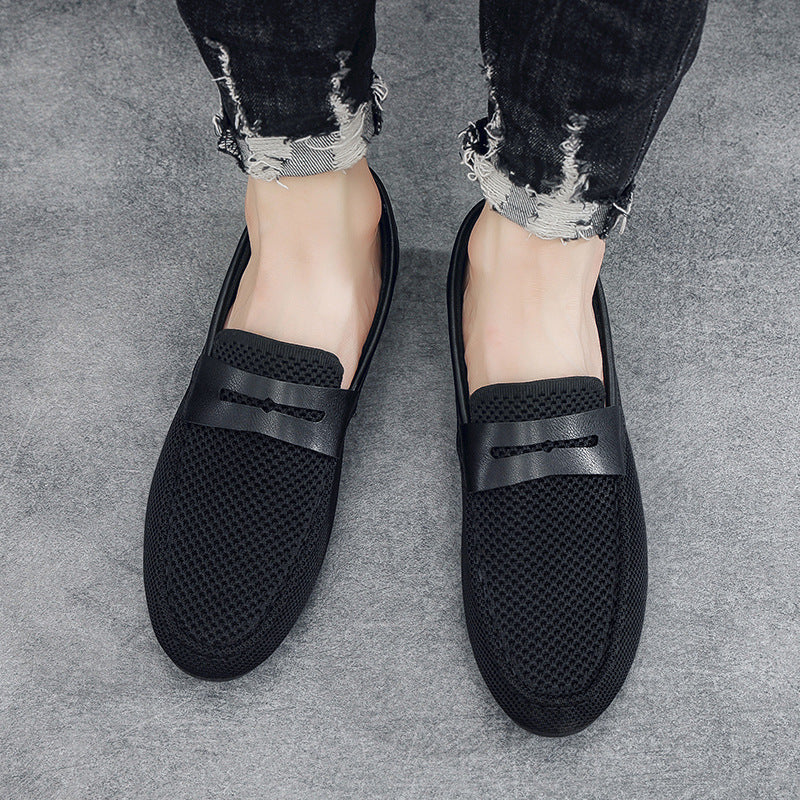 Mesh Loafers with Leather Strap for Men