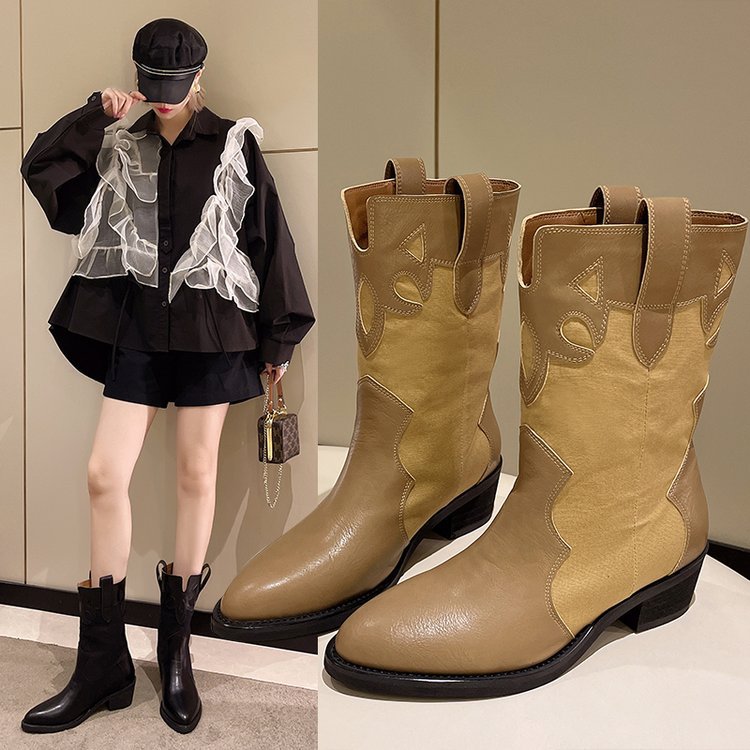Embroidered Ankle Cowboy Boots for Women