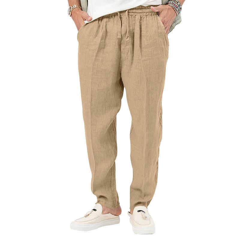 Straight Leg Linen Trousers for Men