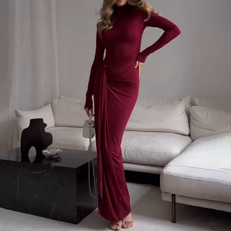 Pleated High Slit Maxi Dress Wedding Guest for Women