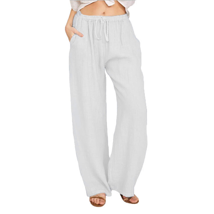 Wide Leg Linen Trousers for Women