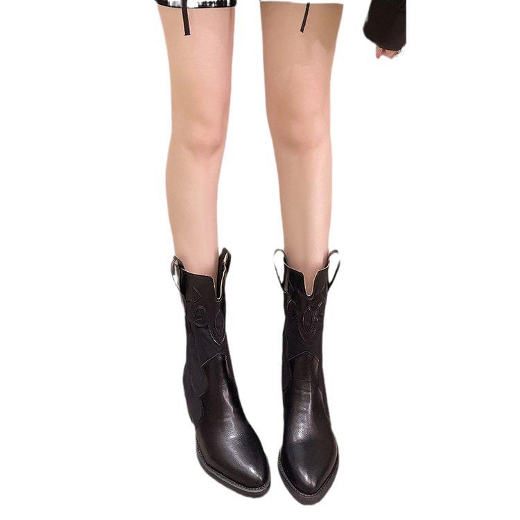 Embroidered Ankle Cowboy Boots for Women