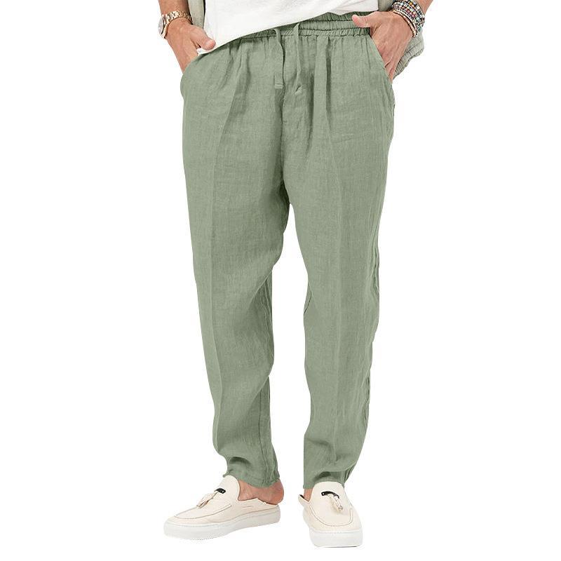 Straight Leg Linen Trousers for Men