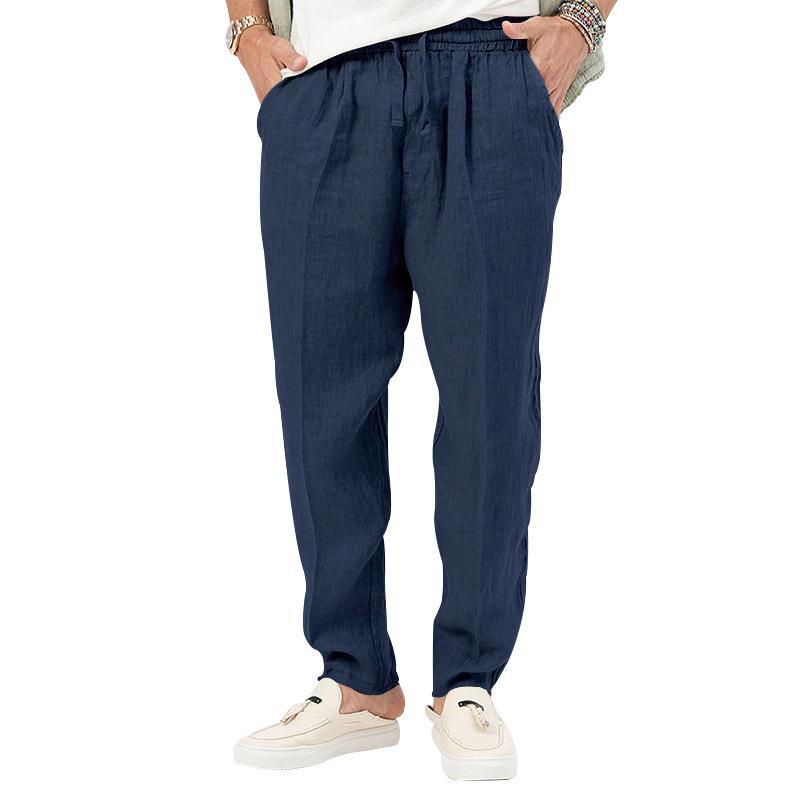 Straight Leg Linen Trousers for Men